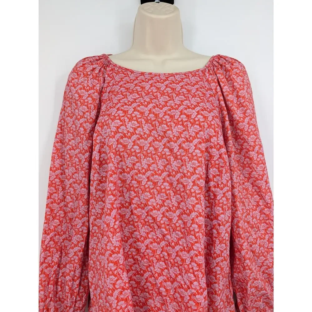 J.Crew Liberty London Toutouayette Red Floral Medium Cottagecore Puff Sleeve